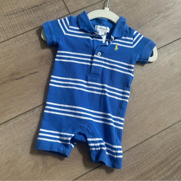 Ralph Lauren Other - Ralph Lauren Blue Striped Baby Romper Shortall in Size 3 Months